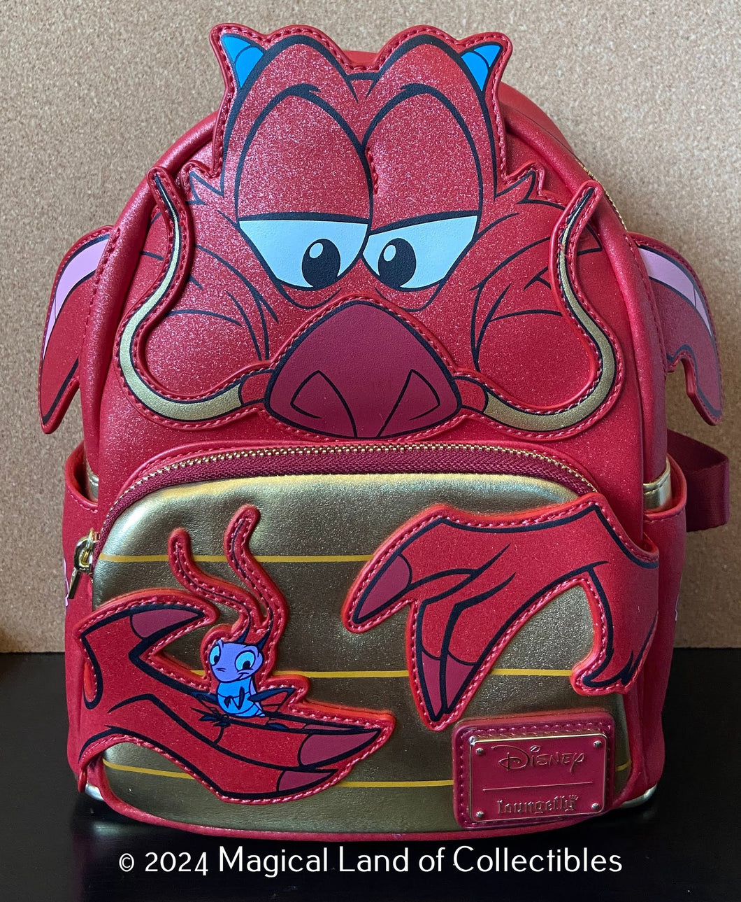 Loungefly Mulan 25th Anniversary Mushu Glitter Cosplay Mini Backpack