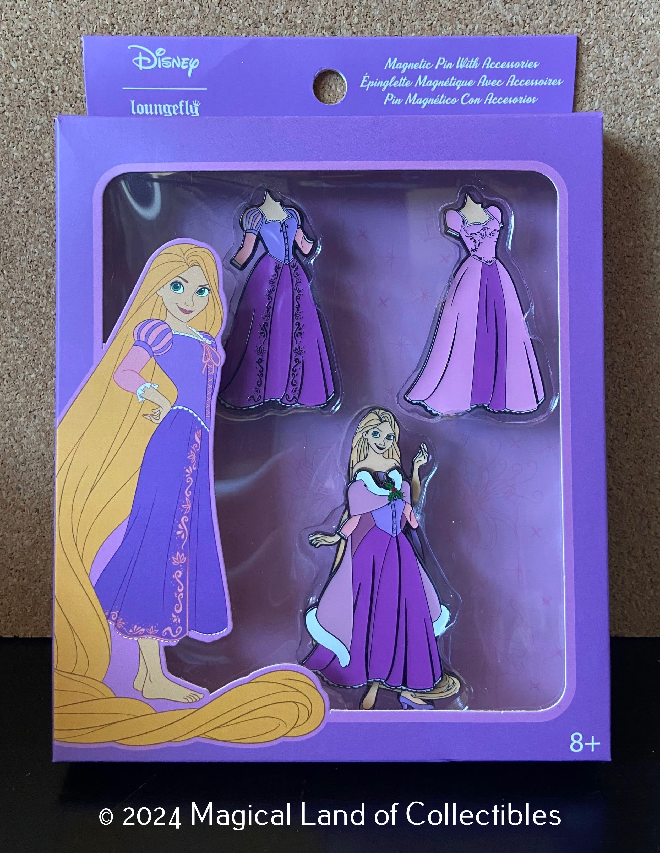 strapless open back dress Disney Tangled Rapunzel Paper Doll Magnetic Pin Set