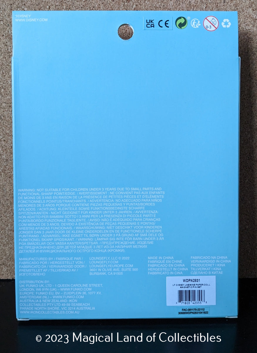 Loungefly Jasmine Paper Doll Pin Set Magical Land of