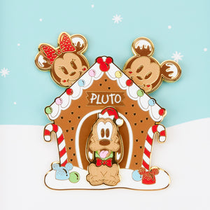 Loungefly Mickey & Friends Gingerbread Pluto's Dog House 3" Collector Box Pin (1,800 Piece Limited)