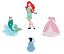 Load image into Gallery viewer, Loungefly Little Mermaid Ariel Magnetic Paper Doll Pin Set