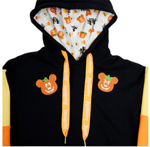 Load image into Gallery viewer, Loungefly Mickey and Minnie Mouse Candy Corn Sleeve Hoodie