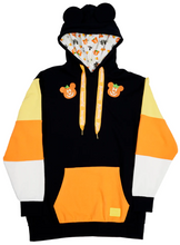 Load image into Gallery viewer, Loungefly Mickey and Minnie Mouse Candy Corn Sleeve Hoodie