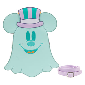 Loungefly Pastel Ghost Mickey and Minnie Mouse Glow Crossbody Bag