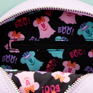 Loungefly Pastel Ghost Mickey and Minnie Mouse Glow Crossbody Bag